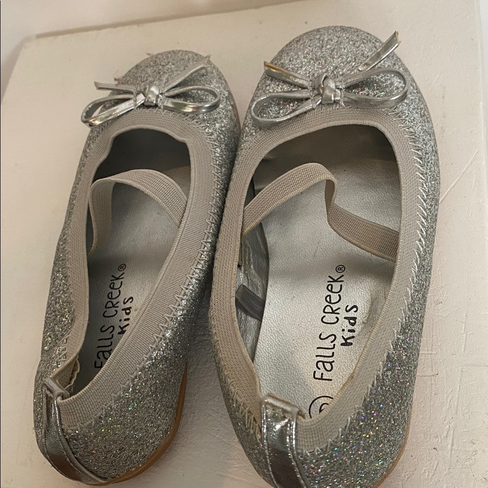Falls Creek Kids Shimmering Silver Ballet Shoes